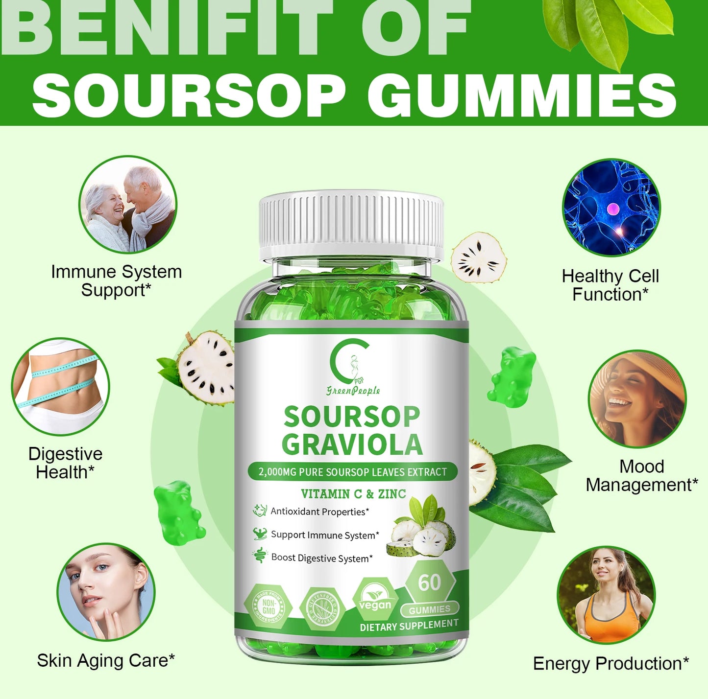 MINCH Soursop Gummies Immunity Digestion And Skin Health
