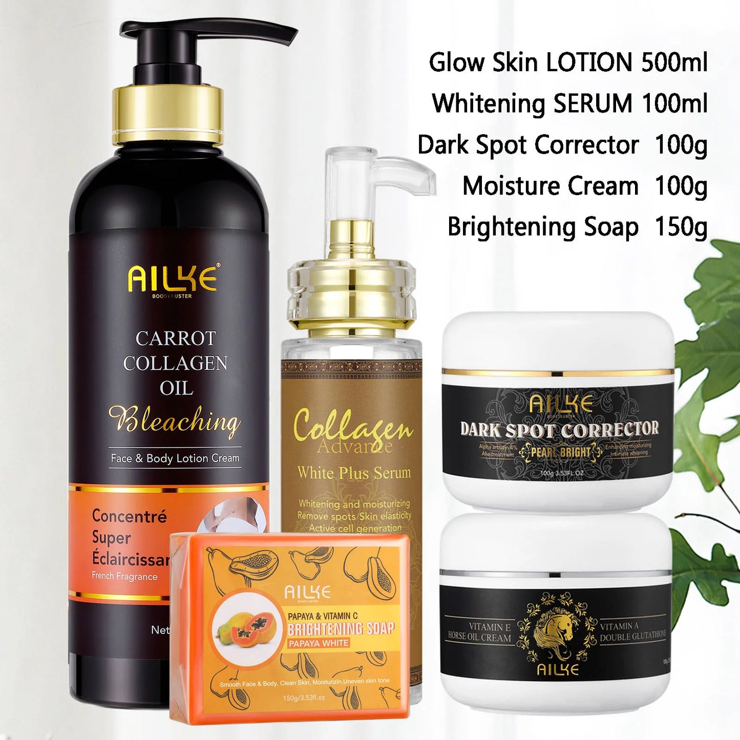 AILKE Collagen Skin Care Set for Whitening and Freckle Removal
