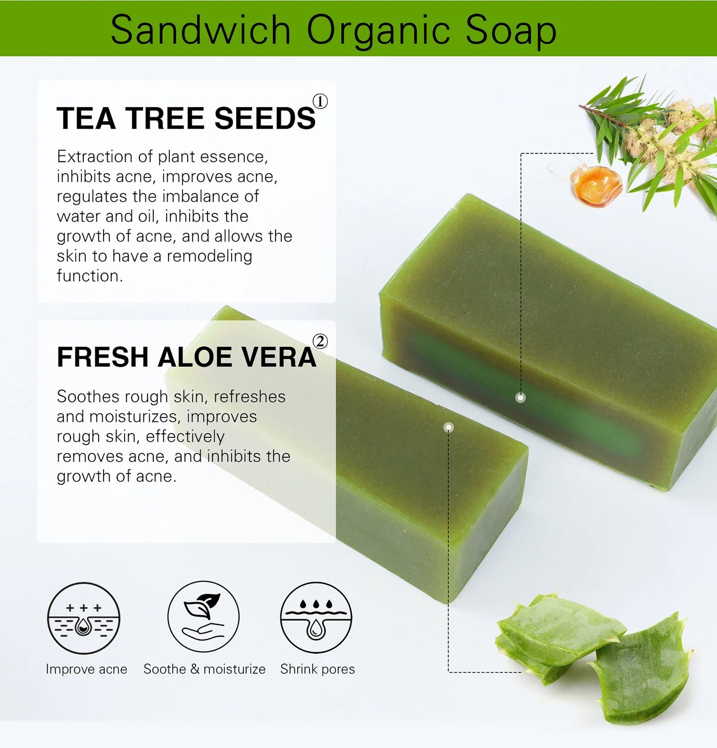 AILKE Aloe Vera Whitening Soap for Acne and Radiant Skin