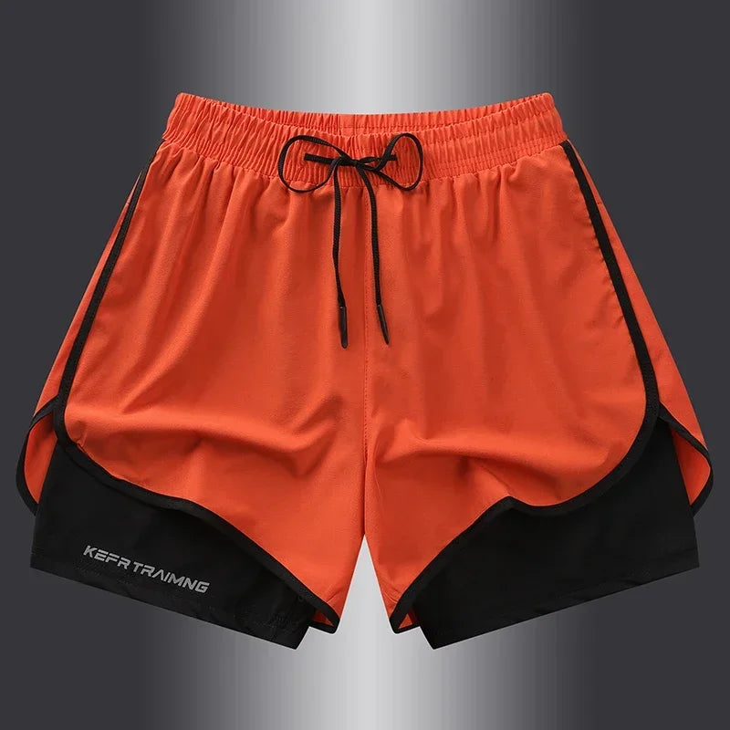 Unisex Polyester Running Shorts Double Layer Anti Glare For Sports
