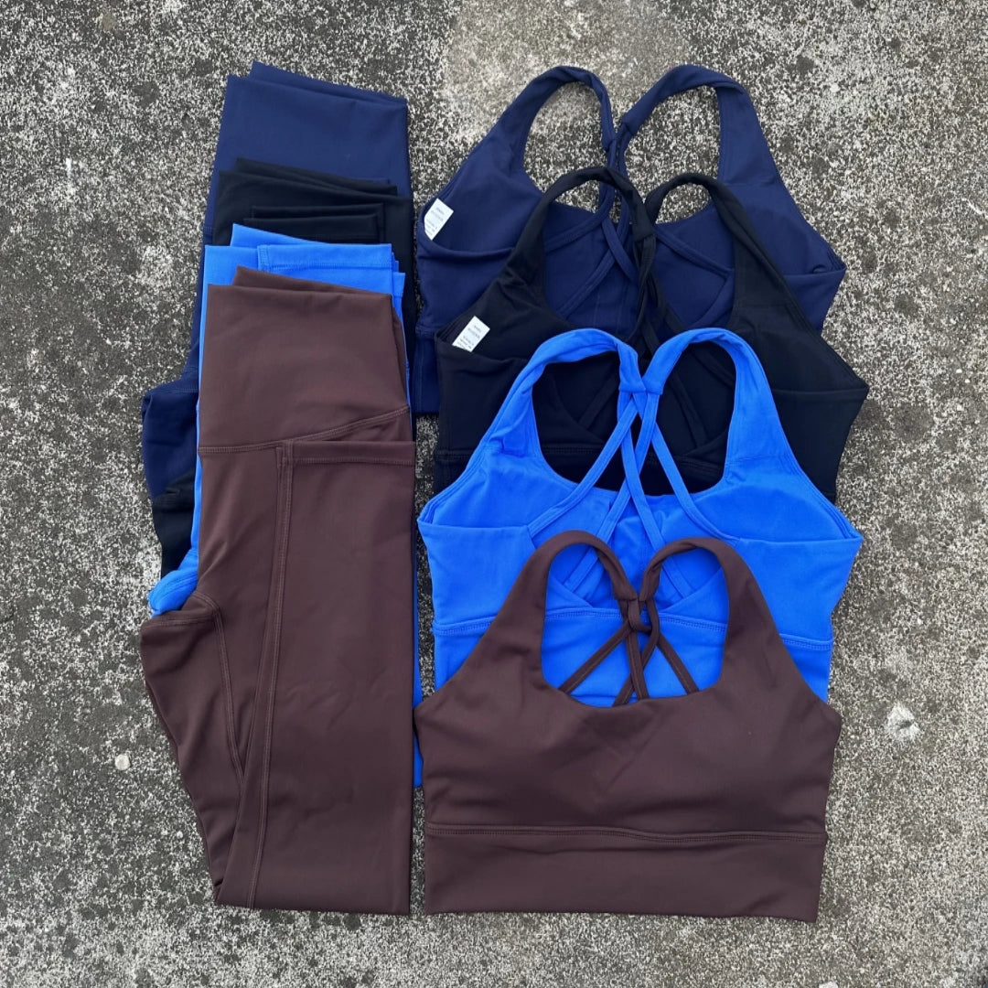 Cross Back High Impact Fitness Bra And Leggings Set
