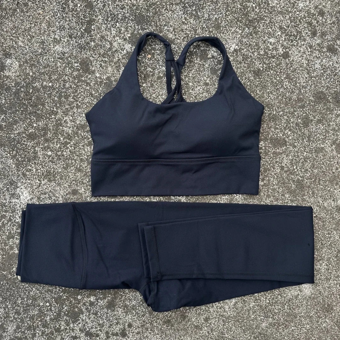 Cross Back High Impact Fitness Bra And Leggings Set