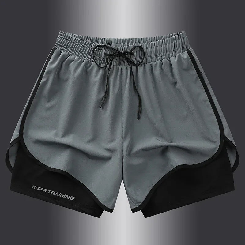 Unisex Polyester Running Shorts Double Layer Anti Glare For Sports