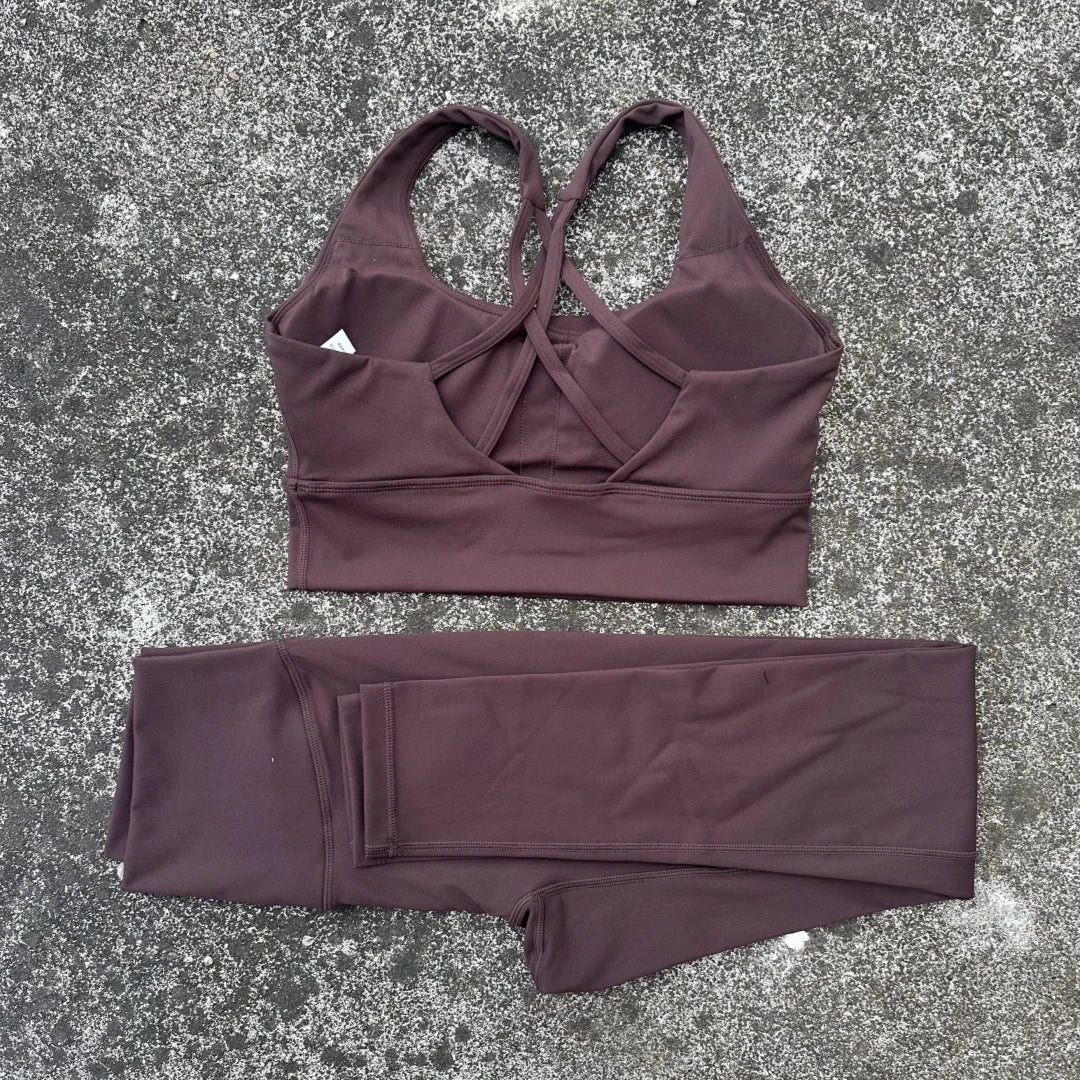 Cross Back High Impact Fitness Bra And Leggings Set