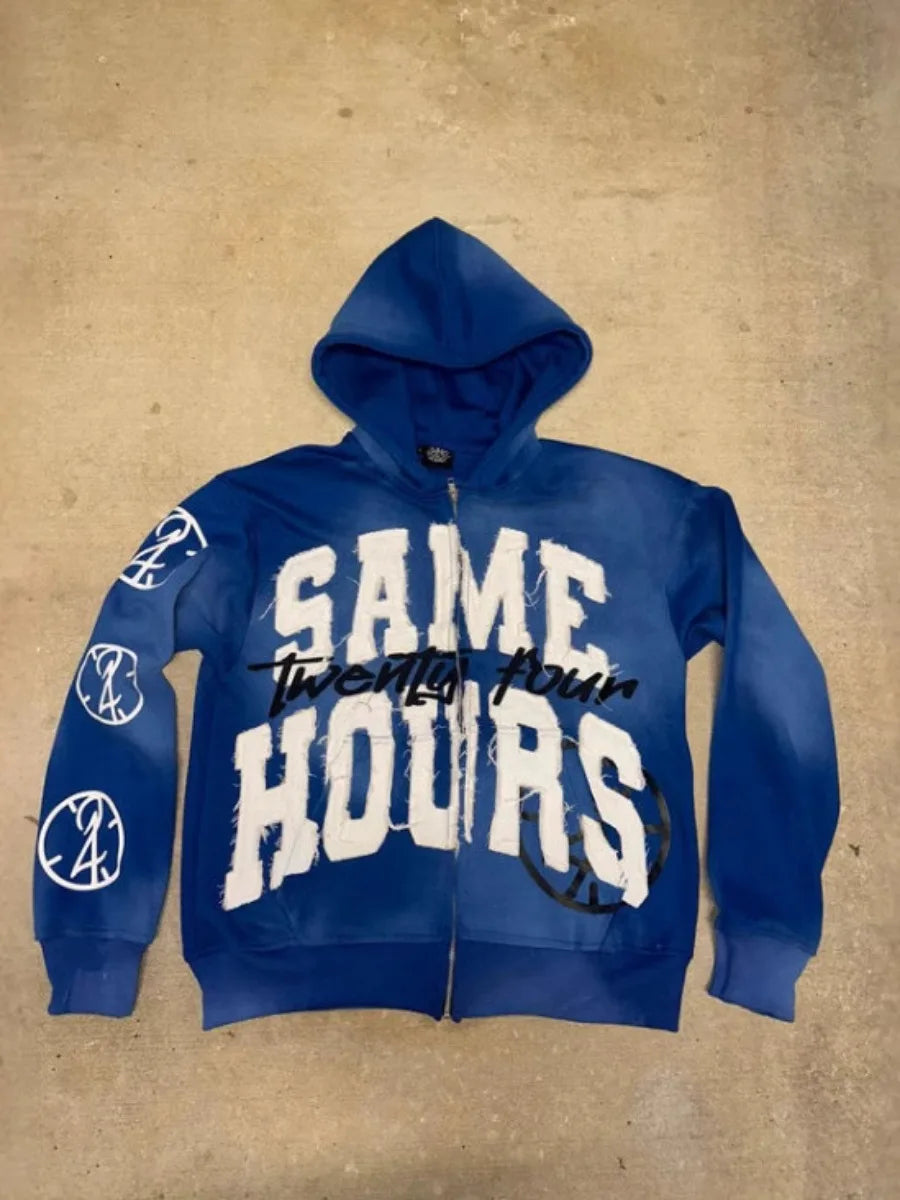 CN Fujian Zip Hoodie With Embroidery Mens Streetwear