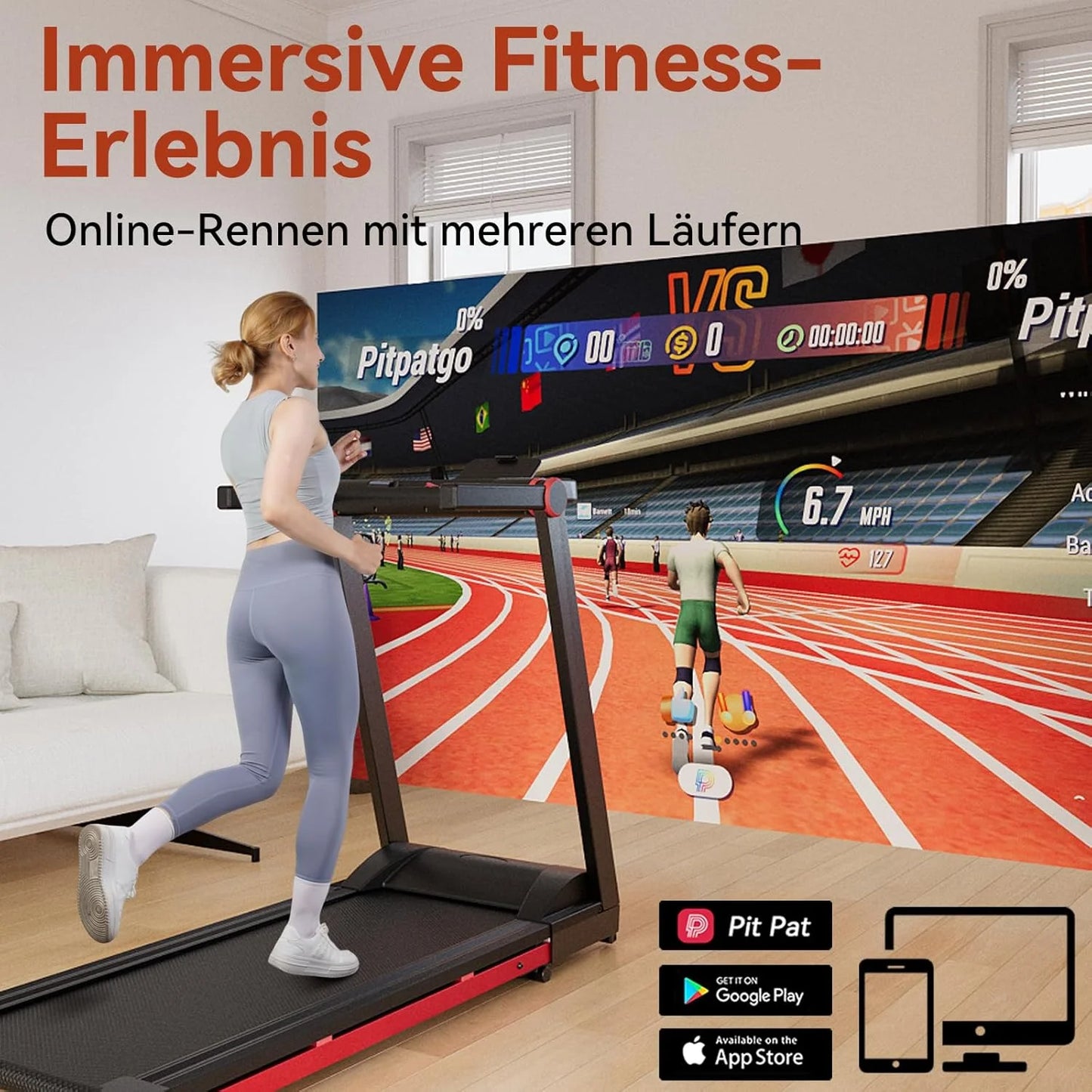 Driving Power 3.5HP Foldable Treadmill with Six Percent Incline