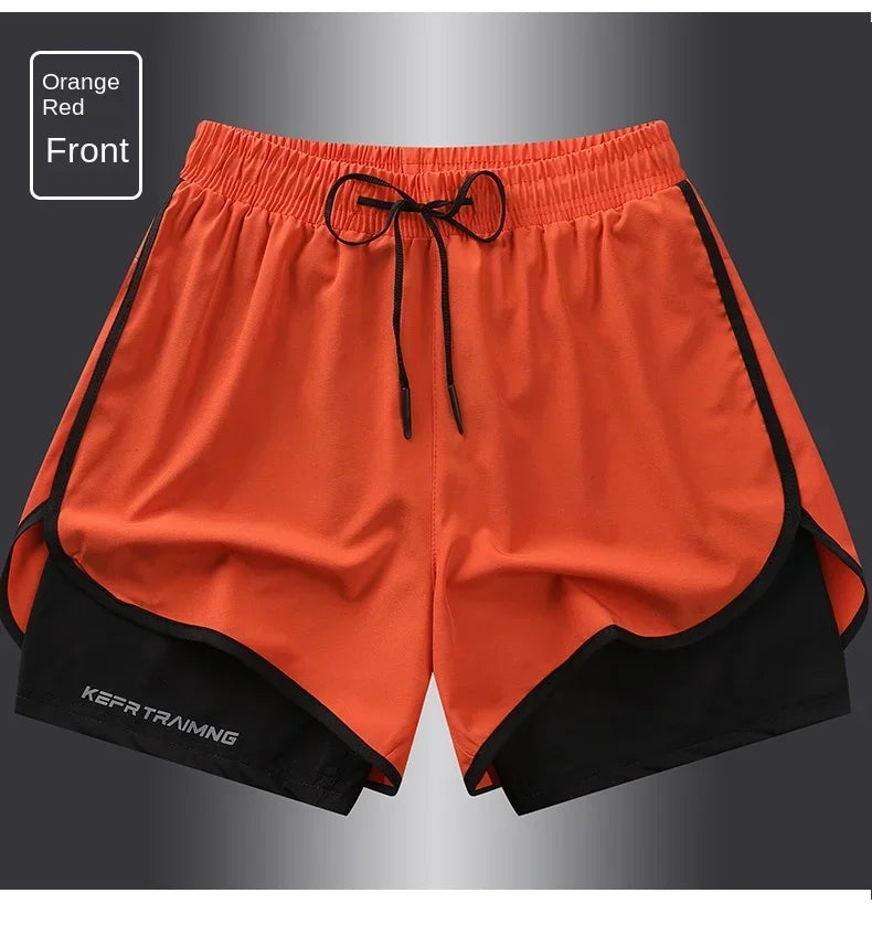 Unisex Polyester Running Shorts Double Layer Anti Glare For Sports