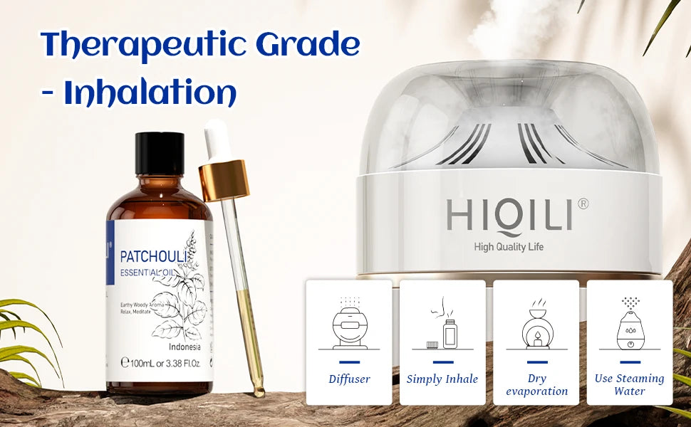 HIQILI Patchouli Essential Oil Pure for Aromatherapy Diffuser Humidifier
