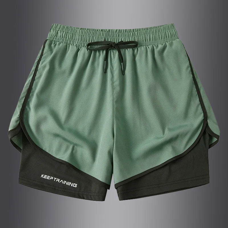Unisex Polyester Running Shorts Double Layer Anti Glare For Sports