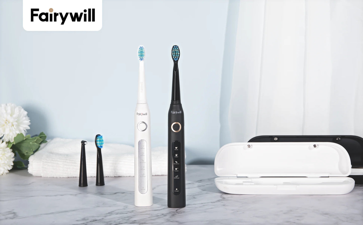 Fairywill FW D7 Sonic Electric Toothbrush Set With USB Charge