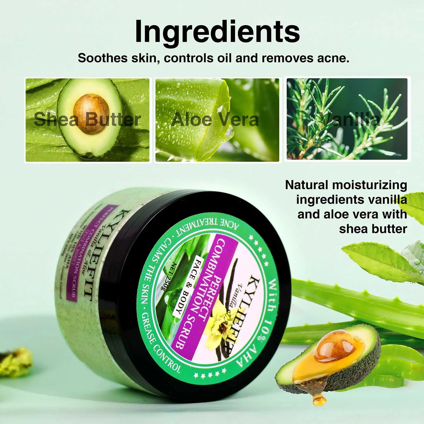 AILKE Premium Organic Scrub Set For Face Body Hands Aloe