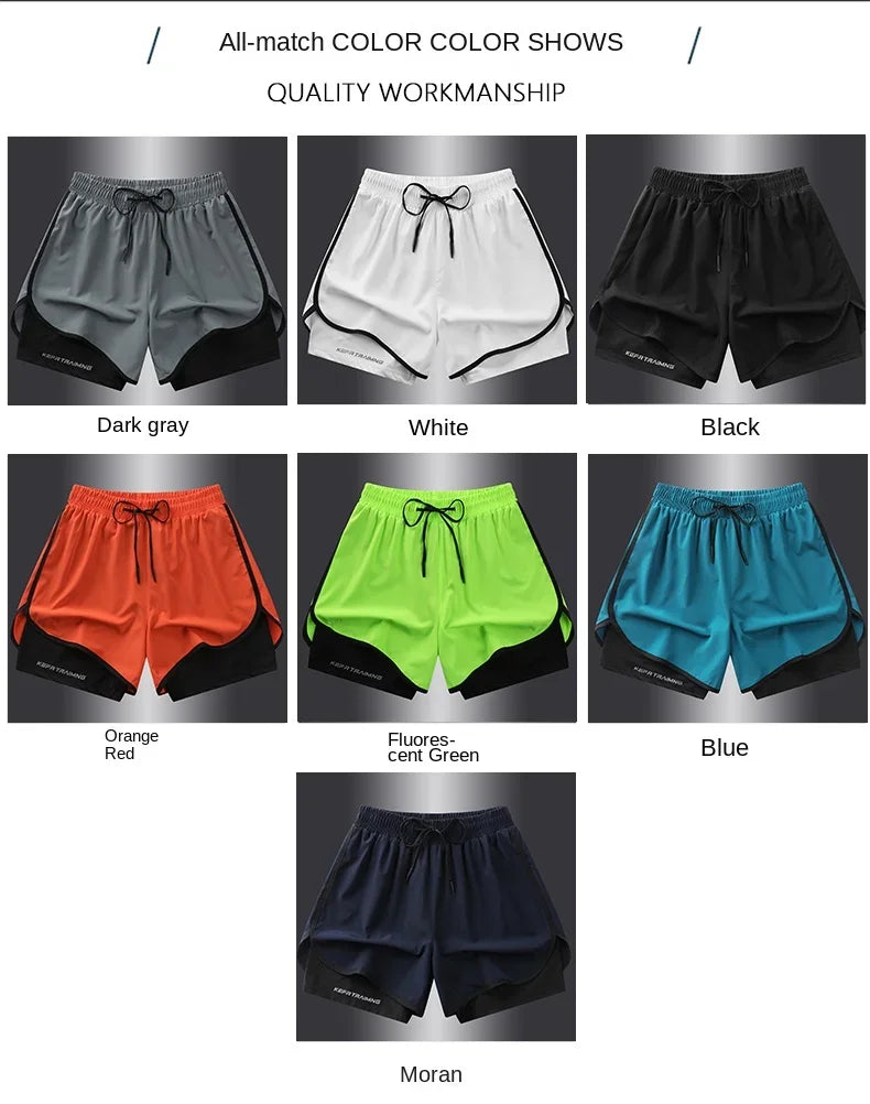 Unisex Polyester Running Shorts Double Layer Anti Glare For Sports