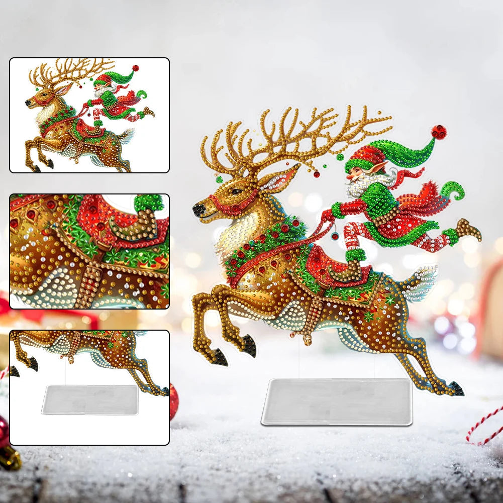 Desktop Diamond Art Kits Acrylic Christmas Merry Go Round Rhinestones Ornament