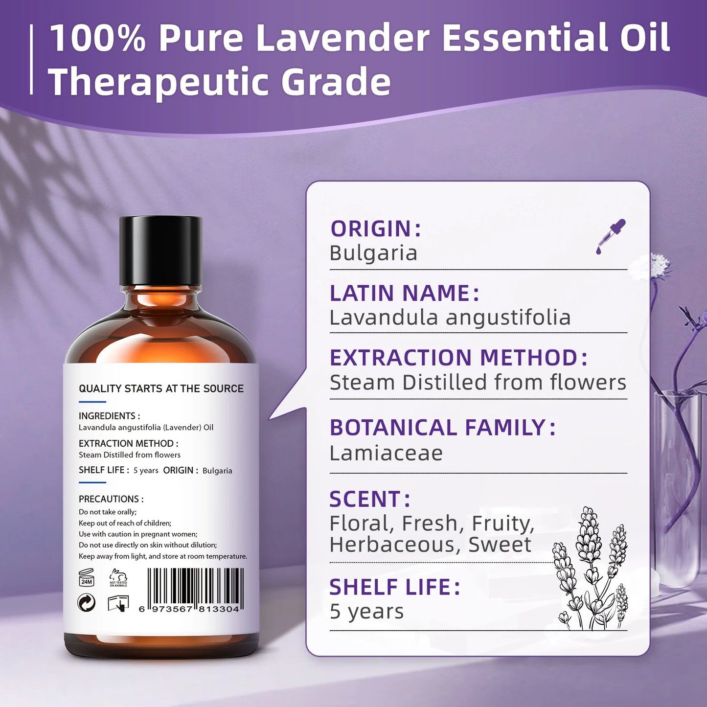 HIQILI True Lavender Essential Oil For Diffuser And Aromatherapy