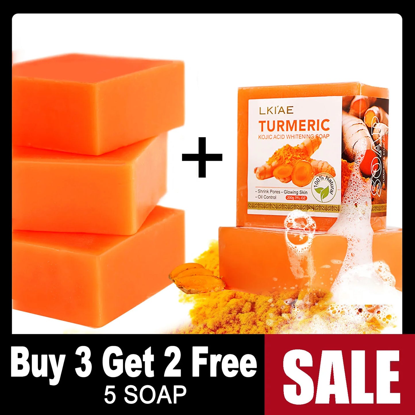 AILKE Turmeric Soap Bar Natural Herbal Whitening For Face
