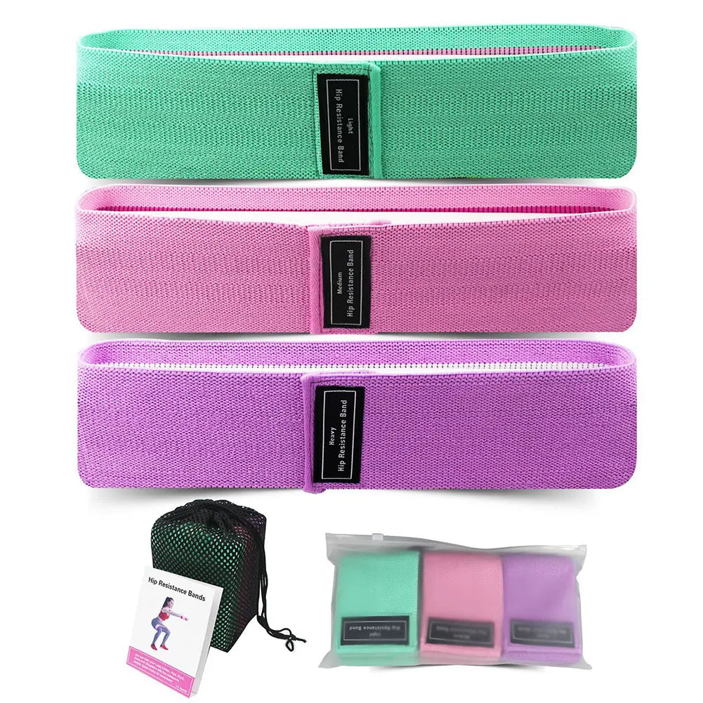 Three Pack Resistance Bands Set Non Slip Booty Bands Workout