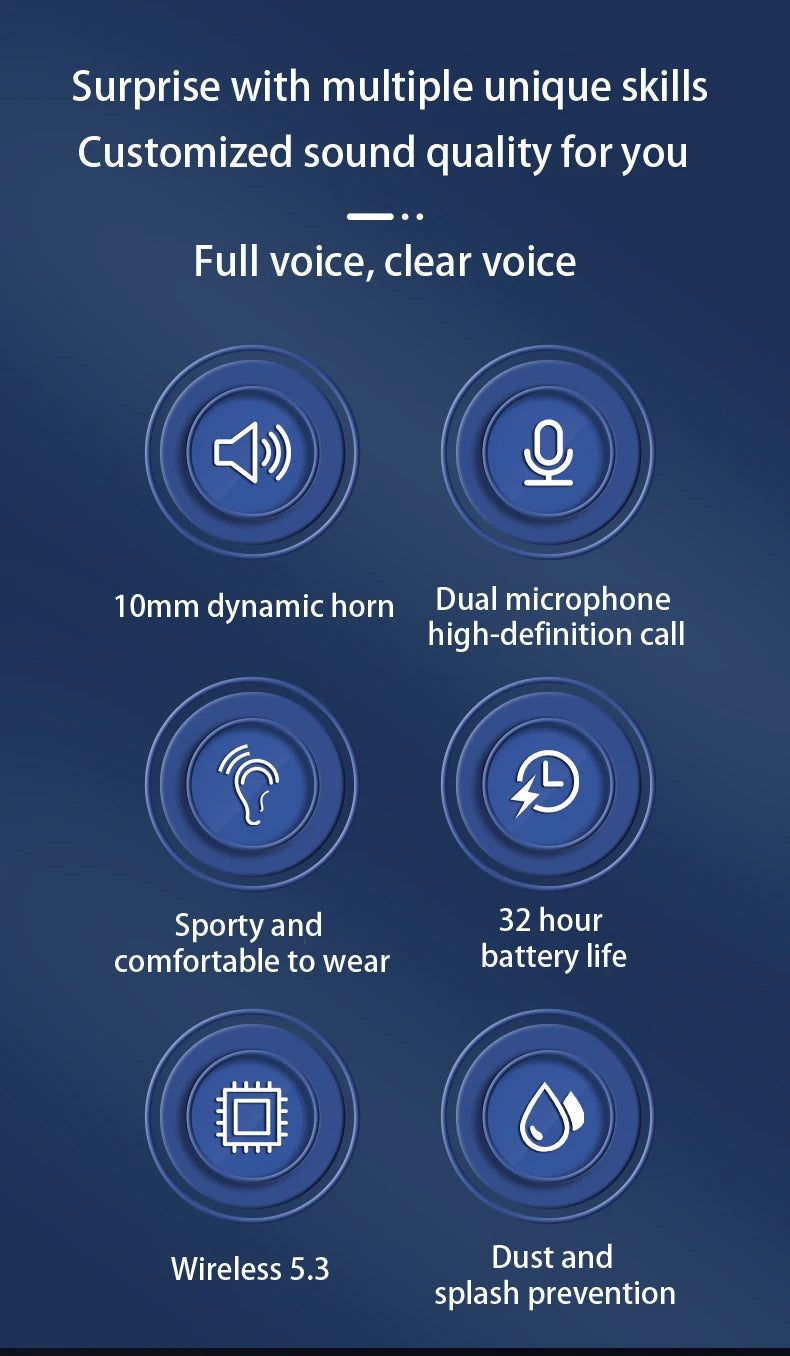 SHUKE Bluetooth Earbuds Wireless Earphones Sport Ear Hook Headset 9D HiFi
