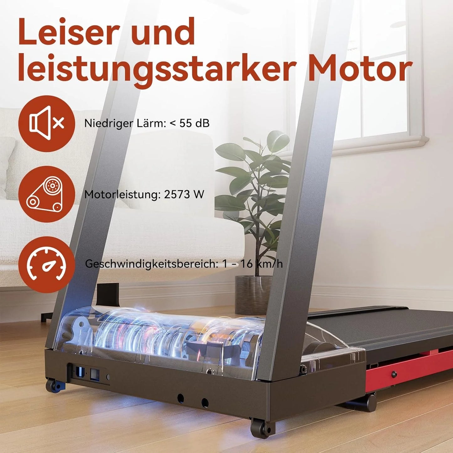 Driving Power 3.5HP Foldable Treadmill with Six Percent Incline