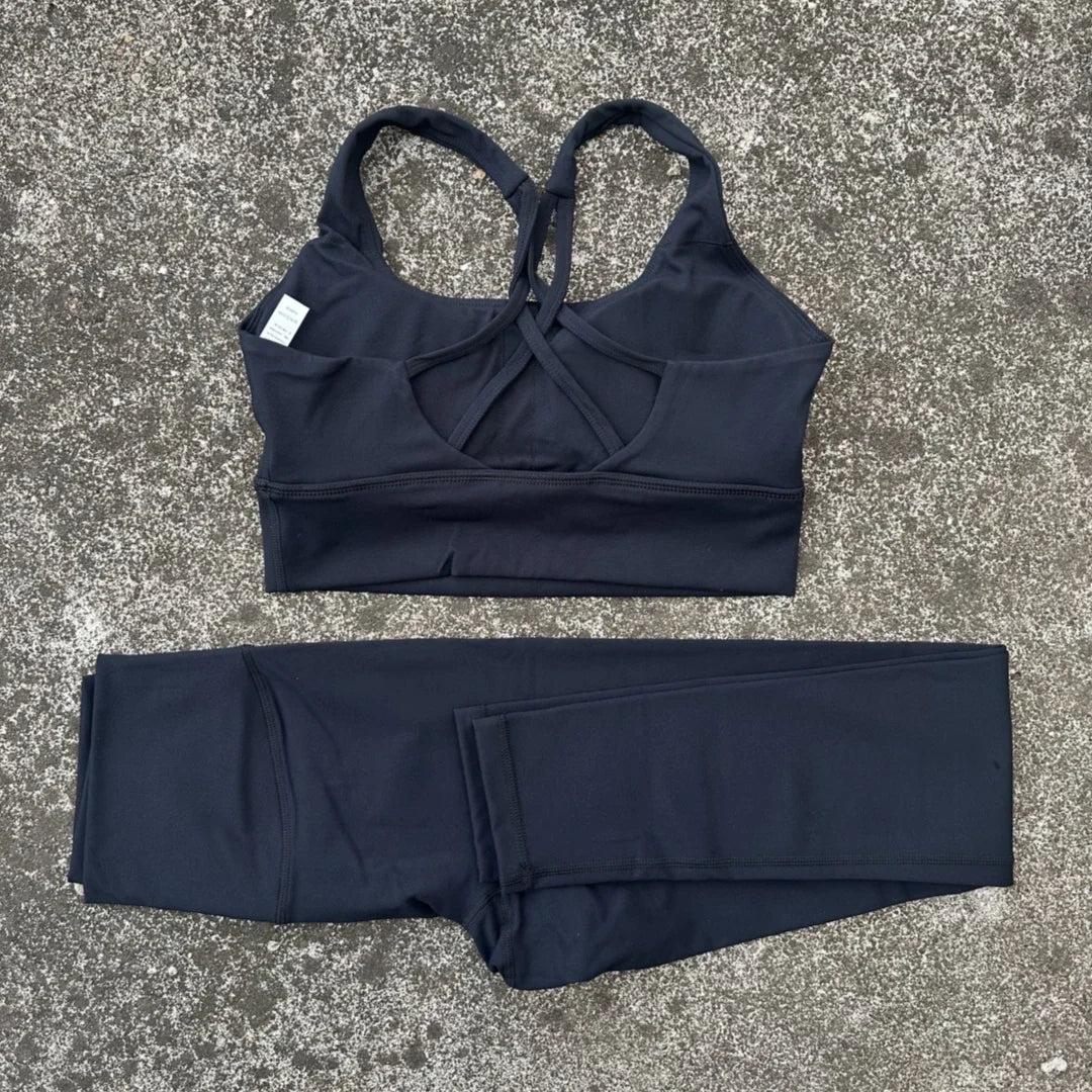 Cross Back High Impact Fitness Bra And Leggings Set