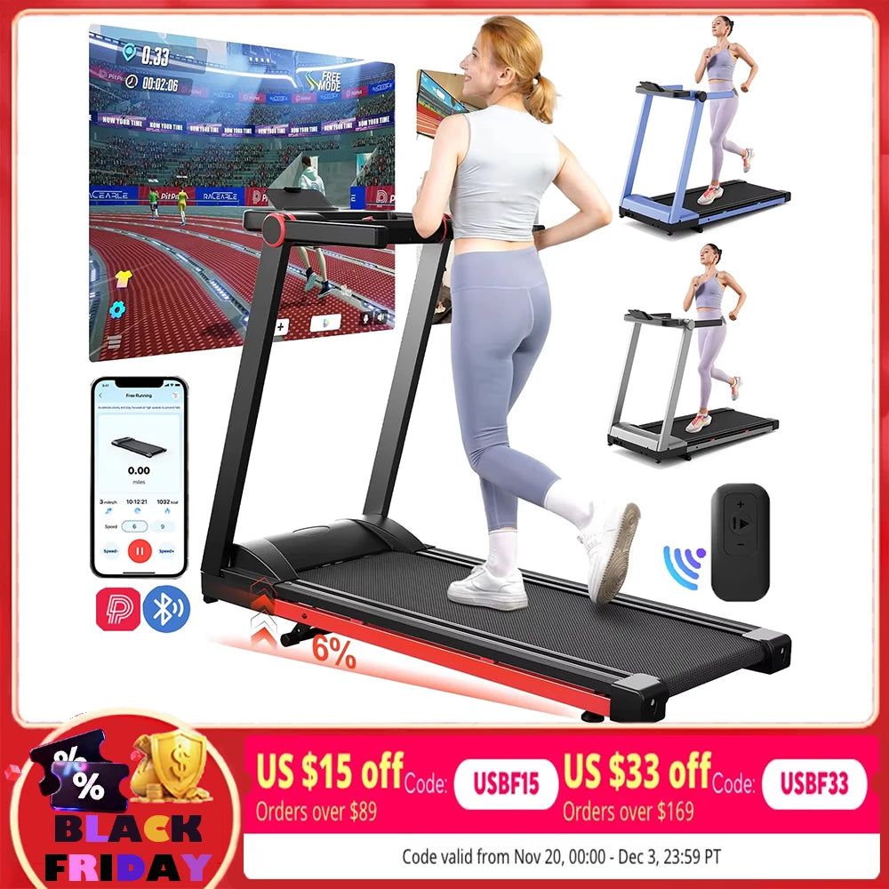 Driving Power 3.5HP Foldable Treadmill with Six Percent Incline
