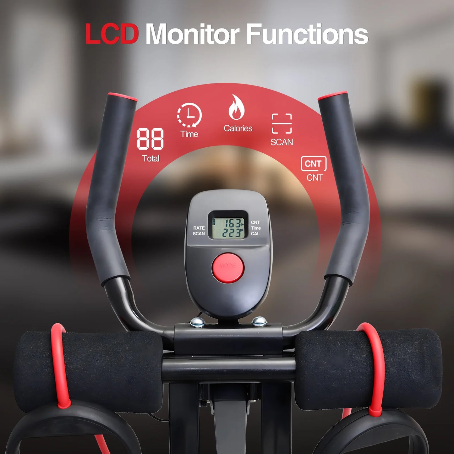 GIKPAL Foldable Ab Machine For Home Gym Abdominal Trainer LCD Display