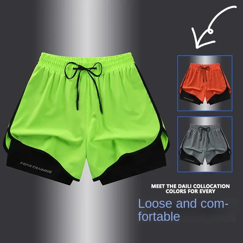 Unisex Polyester Running Shorts Double Layer Anti Glare For Sports