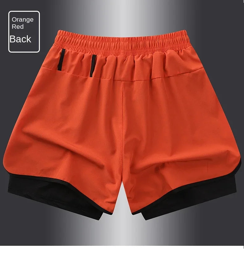 Unisex Polyester Running Shorts Double Layer Anti Glare For Sports