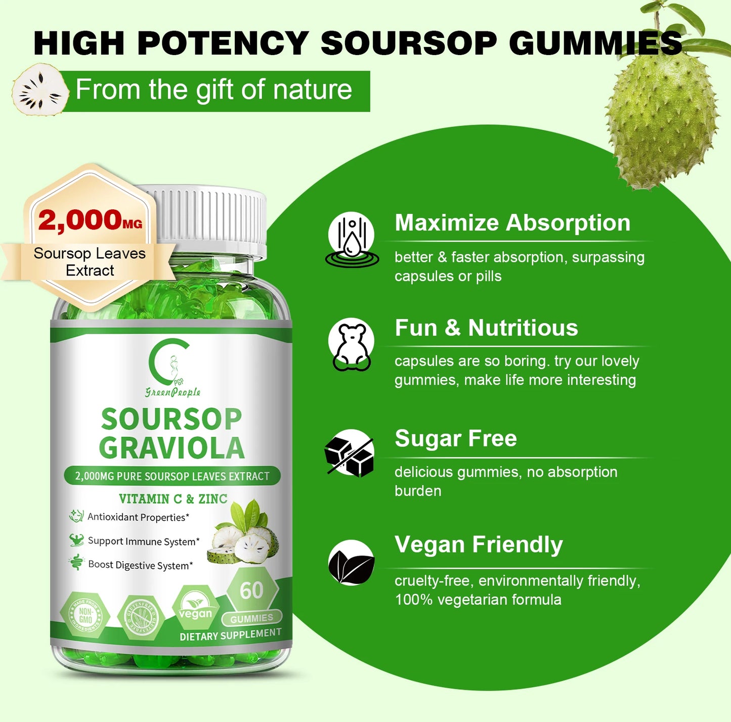 MINCH Soursop Gummies Immunity Digestion And Skin Health