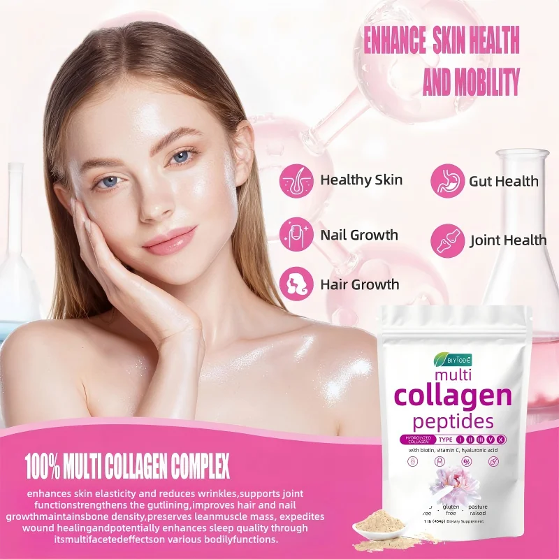 BIYODE Hydrolyzed Collagen Powder For Skin Hydration Wrinkles Hair Nails