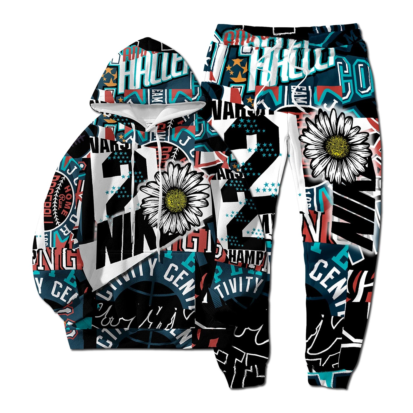 CN Jiangxi European Style NK Letter Hoodie And Pants 2 Piece Set