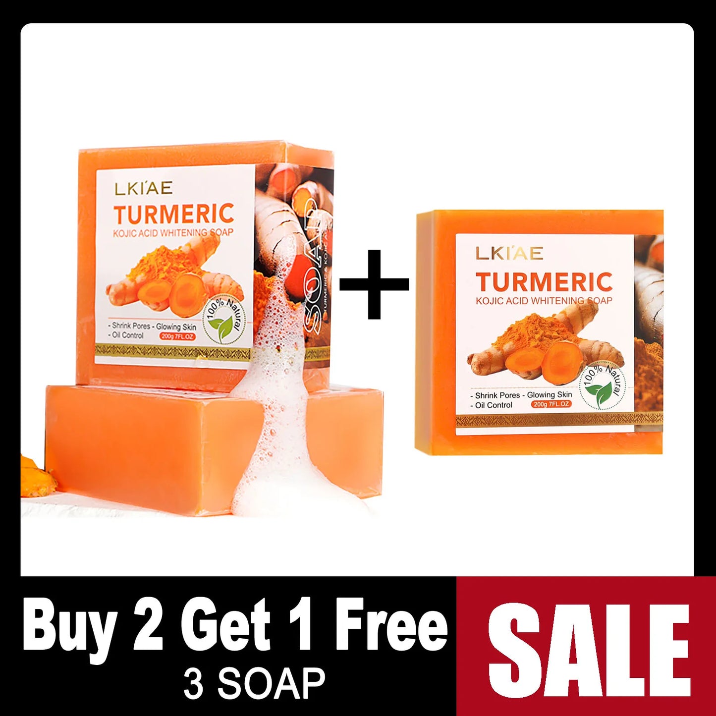 AILKE Turmeric Soap Bar Natural Herbal Whitening For Face