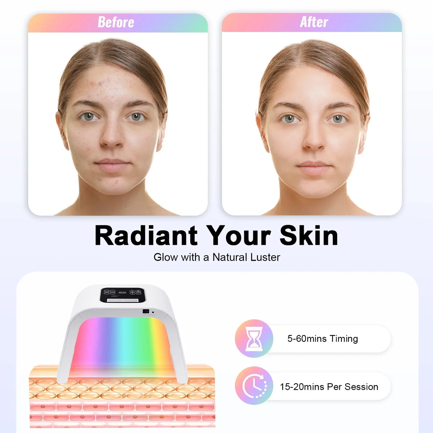 NoHign 7in1 LED Face Mask Light Therapy For Skin Care