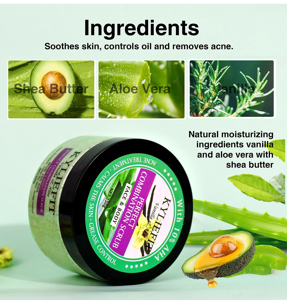 AILKE Premium Organic Scrub Set For Face Body Hands Aloe