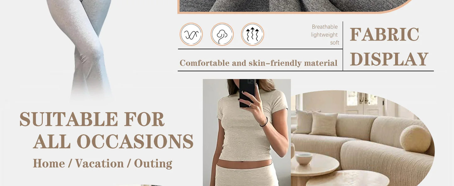 Zhejiang Women's Two-Piece Yoga Set Short Sleeve Top Flared Pants