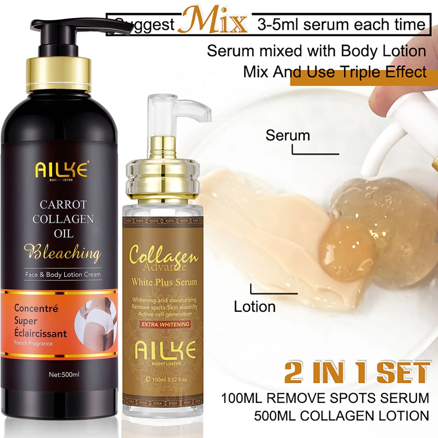 AILKE Collagen Skin Care Set for Whitening and Freckle Removal