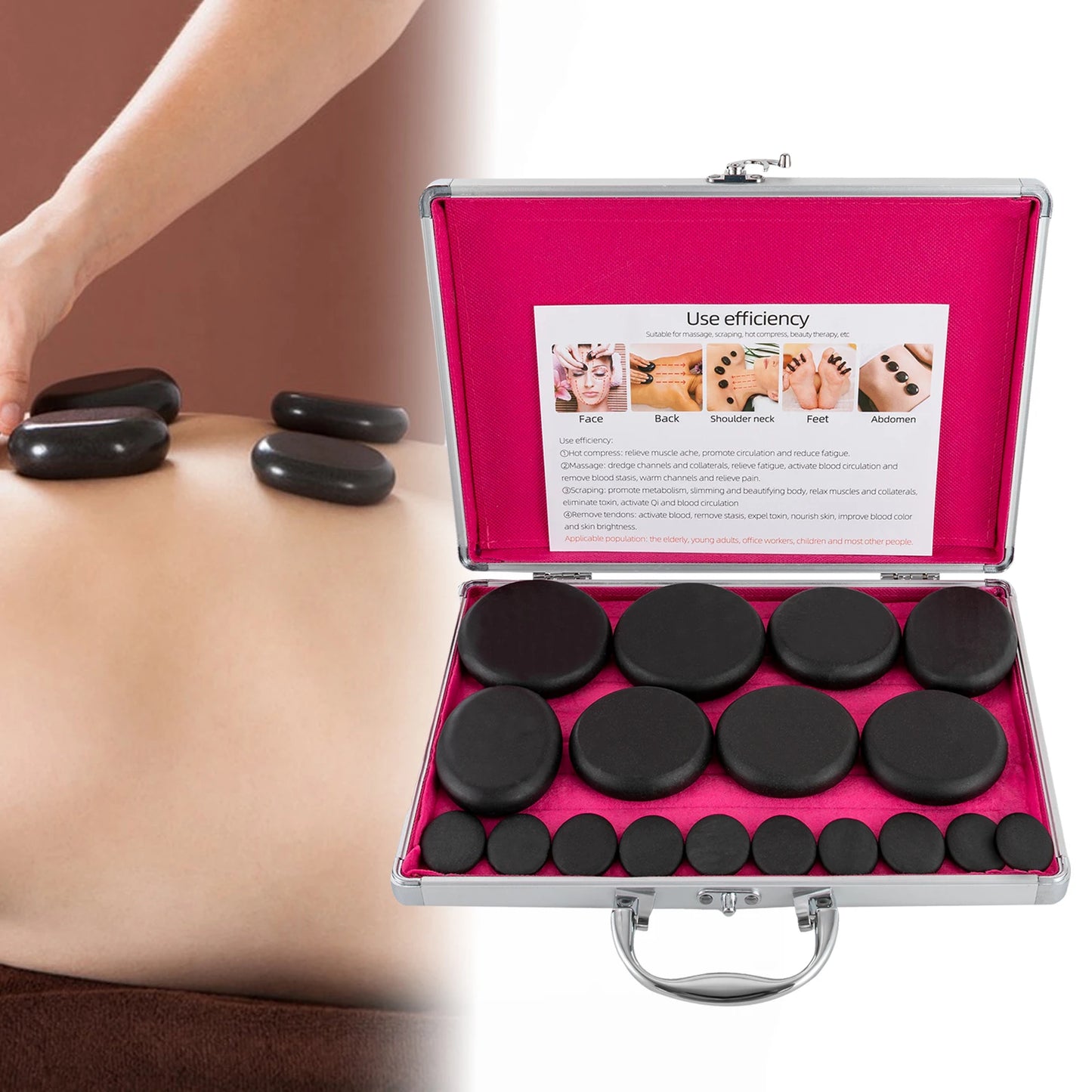 Bymaocar Hot Stone Massage Set With Heater Box And Stones