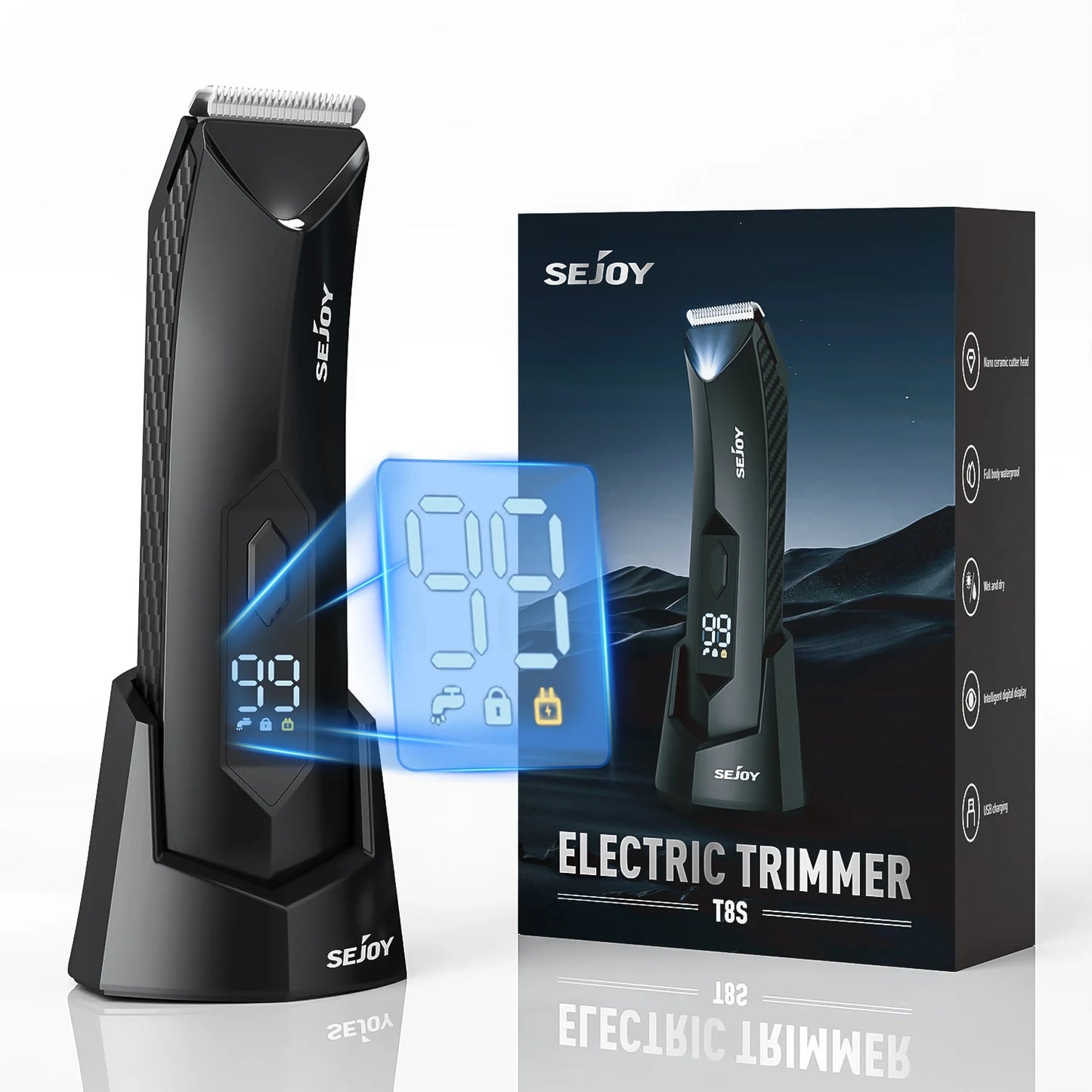 Sejoy T8S Electric Groin Hair Trimmer For Men Waterproof