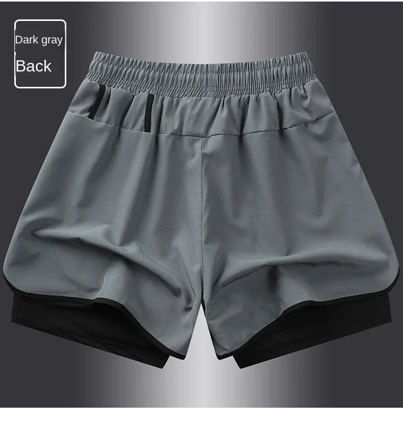 Unisex Polyester Running Shorts Double Layer Anti Glare For Sports