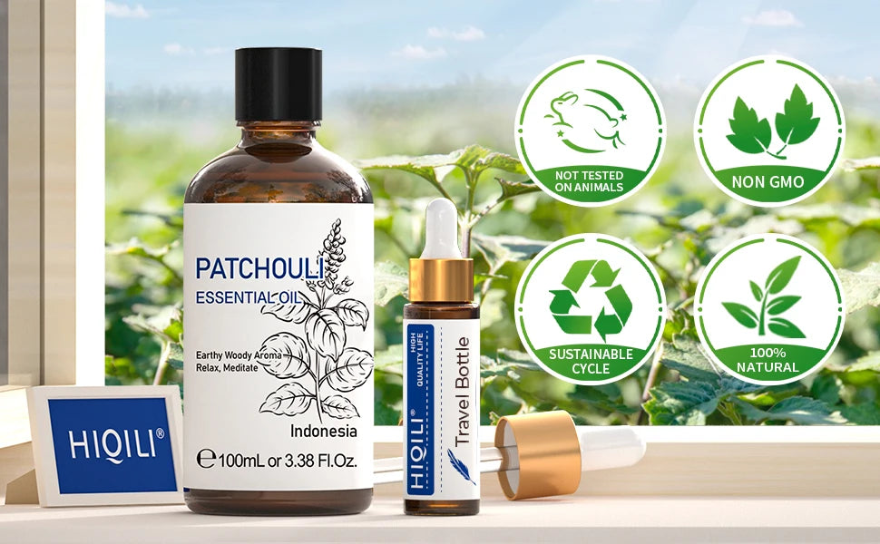 HIQILI Patchouli Essential Oil Pure for Aromatherapy Diffuser Humidifier