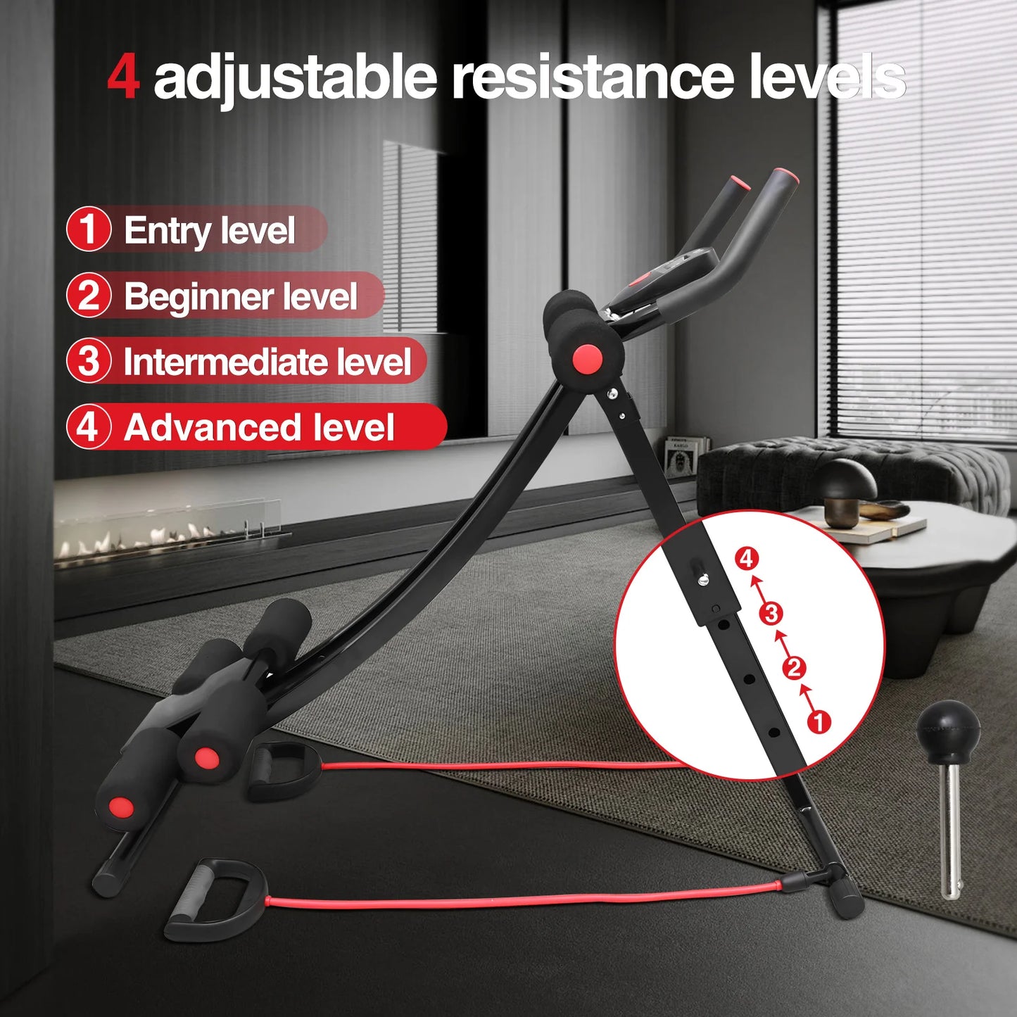 GIKPAL Foldable Ab Machine For Home Gym Abdominal Trainer LCD Display