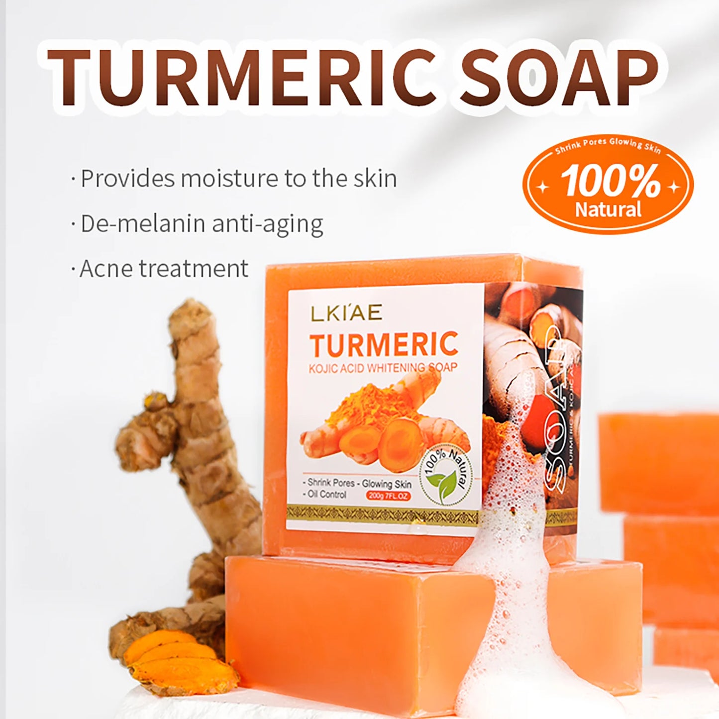 AILKE Turmeric Soap Bar Natural Herbal Whitening For Face
