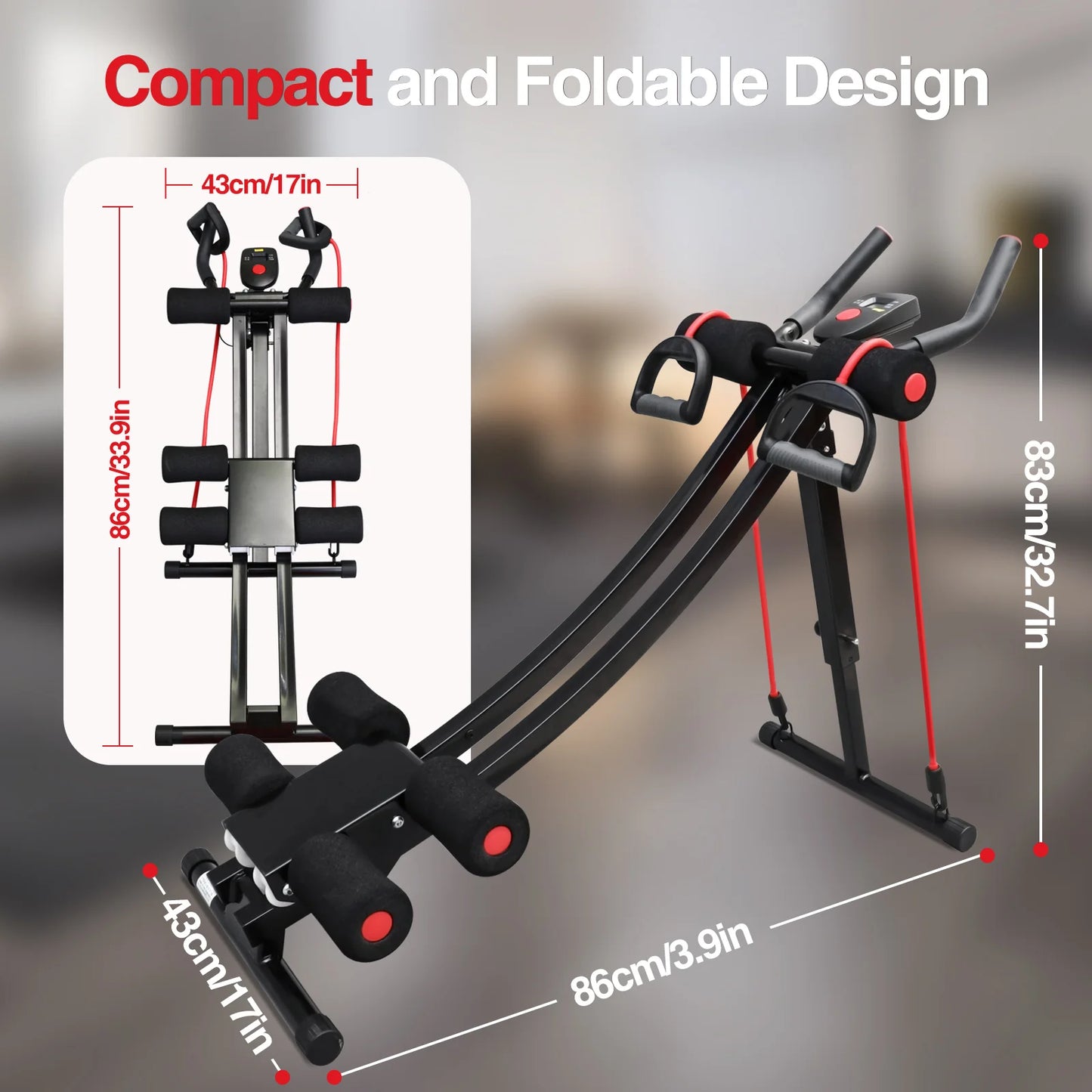GIKPAL Foldable Ab Machine For Home Gym Abdominal Trainer LCD Display