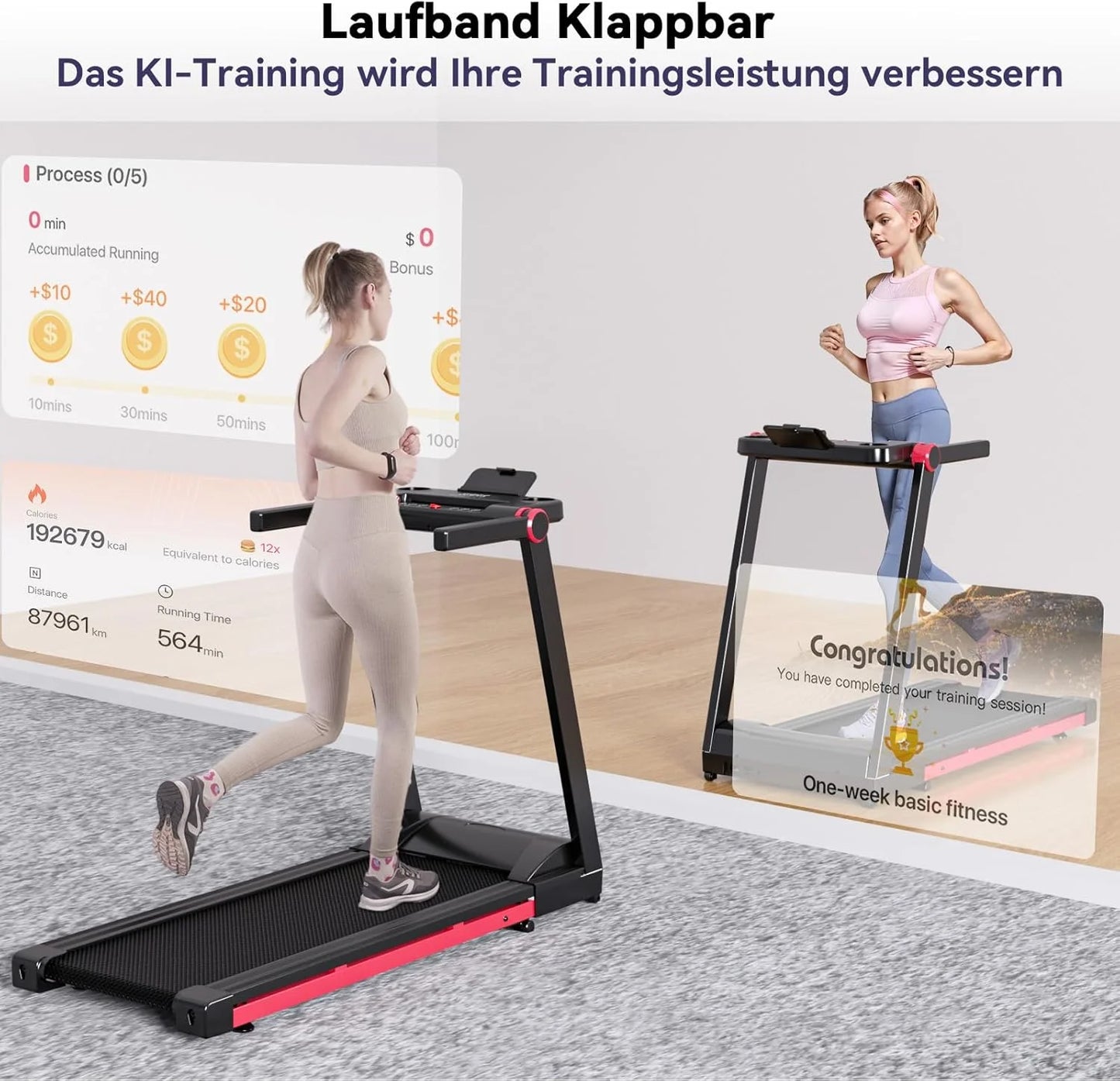 Driving Power 3.5HP Foldable Treadmill with Six Percent Incline