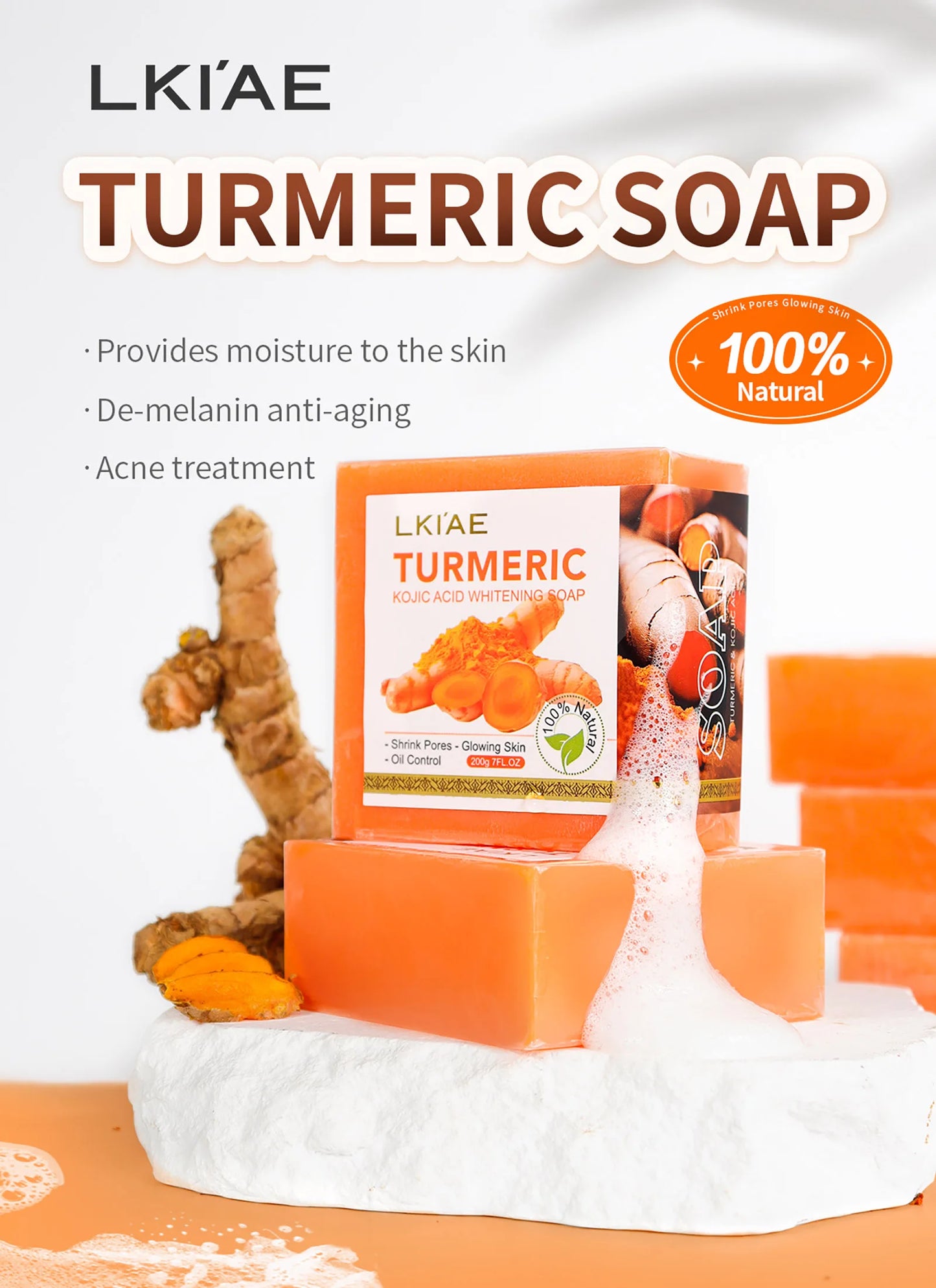 AILKE Turmeric Soap Bar Natural Herbal Whitening For Face