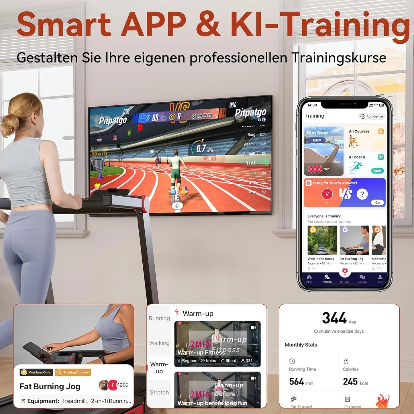 Driving Power 3.5HP Foldable Treadmill with Six Percent Incline