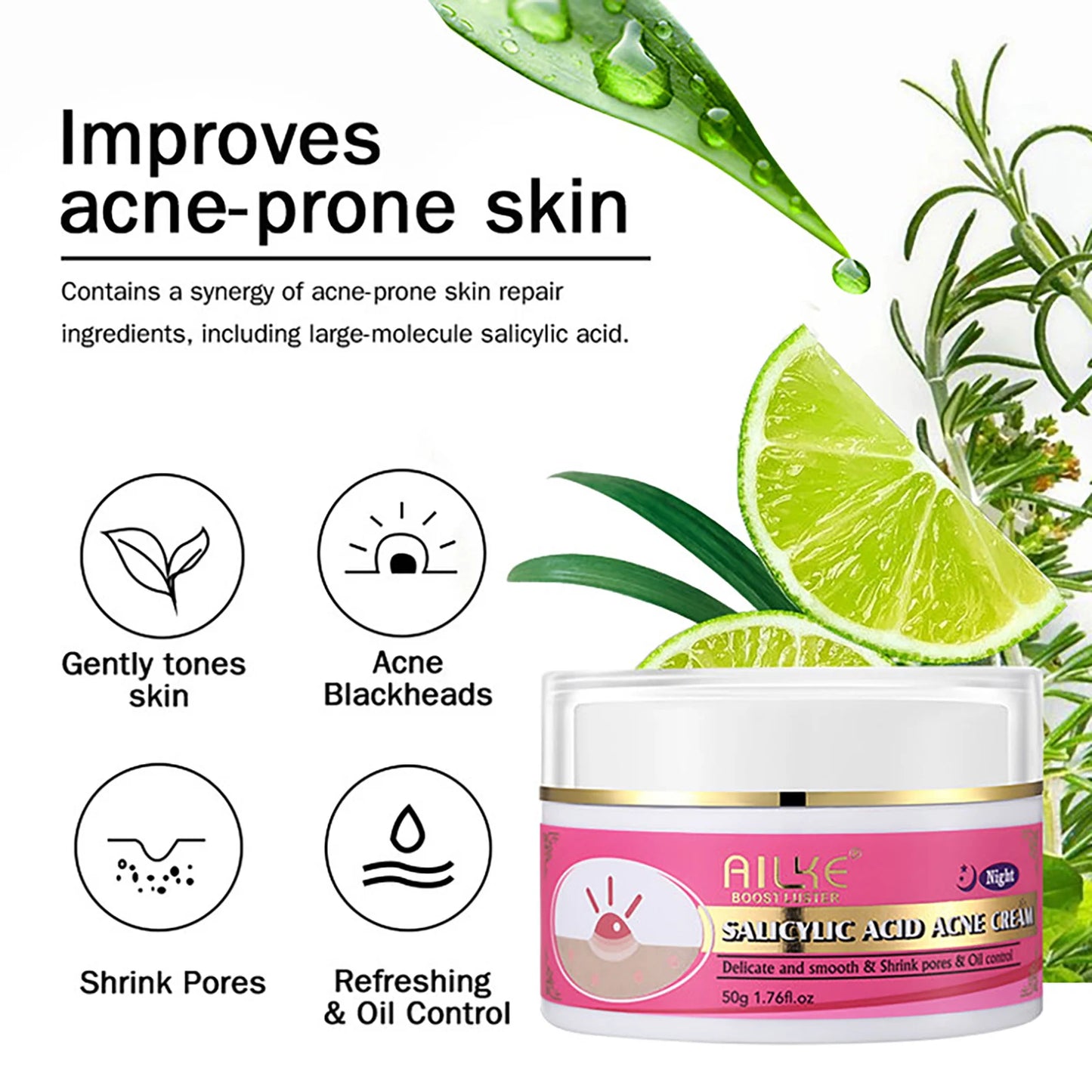 AILKE Organic Acne Face Cream Clear Skin And Oil Control