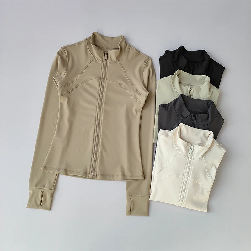 SKINOFSKIN Womens Stand Collar Yoga Jacket Windproof Running Top