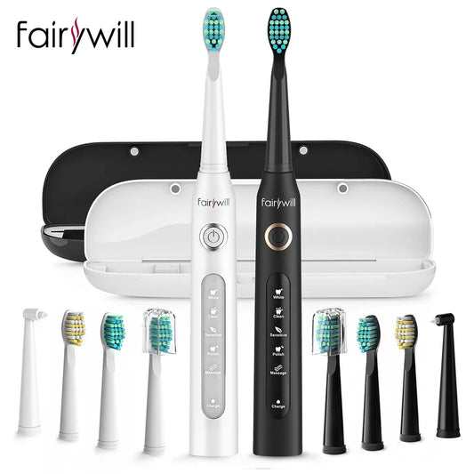 Fairywill FW D7 Sonic Electric Toothbrush Set With USB Charge