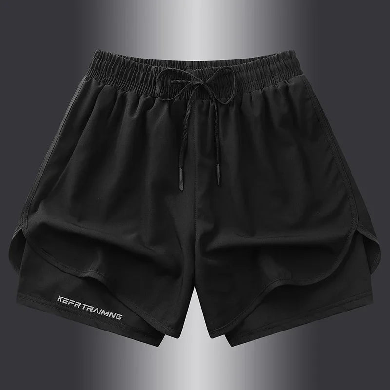 Unisex Polyester Running Shorts Double Layer Anti Glare For Sports