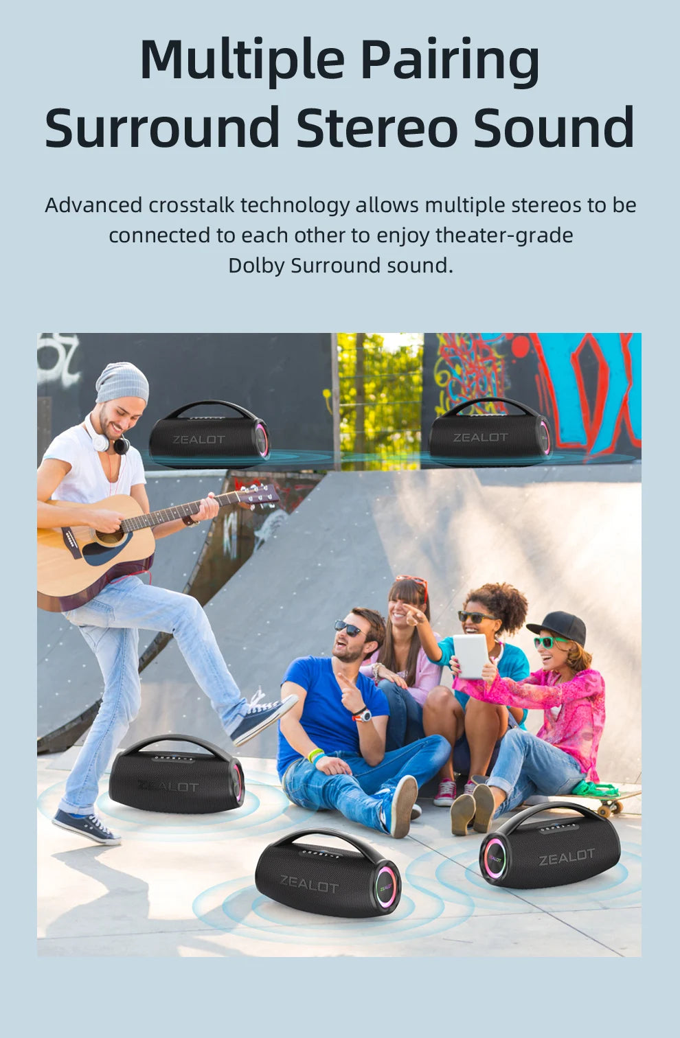ZEALOT S97 80W Bluetooth Speaker With RGB Lights Subwoofer